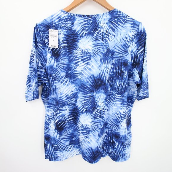 Lands' End Rash Guard Size Large Blue Tie Dye Short Sleeve Shirt UPF Elbow NWT - Picture 9 of 9